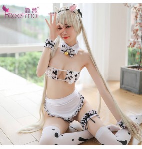 FEE ET MOI Cow Print Bikini Set (Black - White)